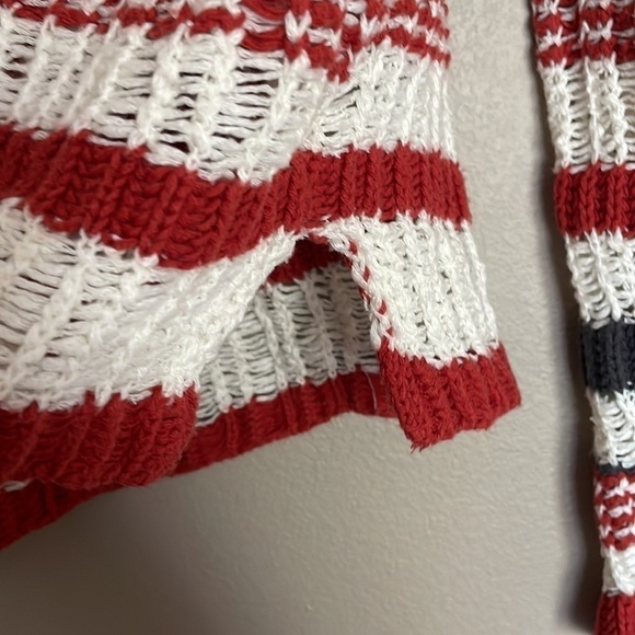 Wishlist Cream Orange/Gray Striped Long Sleeve Sweater S/M EUC Lightweight Cozy - Picture 8 of 11